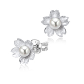 Cherry Blossom Pearl Silver Ear Stud STS-3387